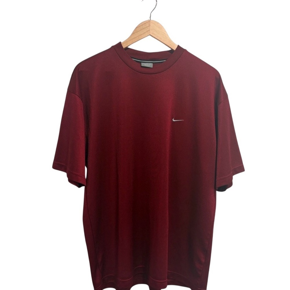 2/$25 Vintage Y2K Nike Men’s Burgundy Short Sleeve T-Shirt Embroidered Swoosh
